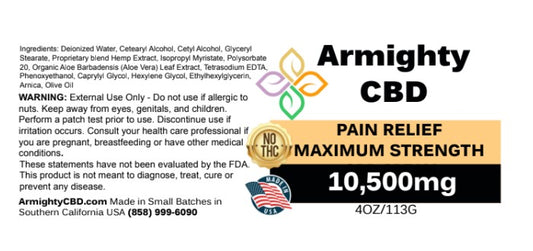 10500mg CBD Pain Relief Cream Maximum Strength | 4oz 113g | ArmightyCBD