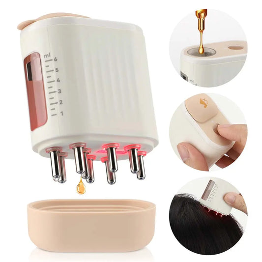 Electric Red Light Hair Brush Scalp Massager Comb Hair Oil Serum Applicator, Multipurpose Hair & Scalp Treatment